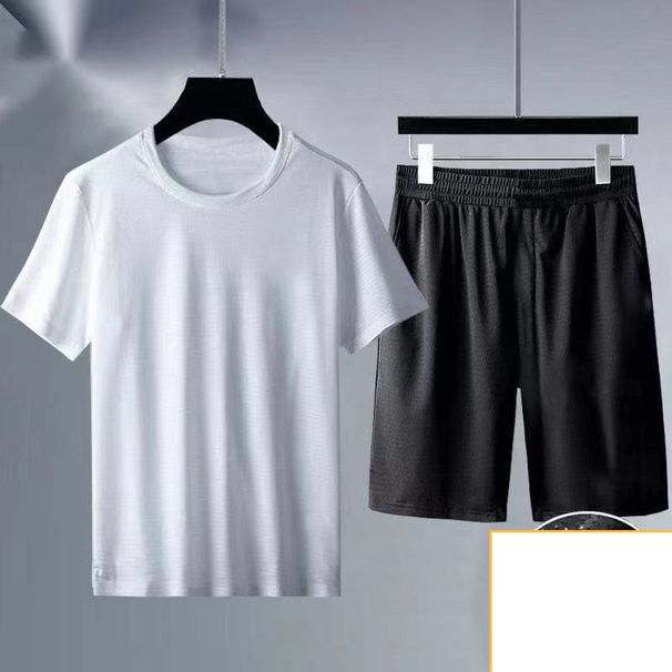 Men's Clothing Ice silk sports suit two piece summer new men's casual suit brand quick drying basketball running suit men's clothing_ipsvogv.com