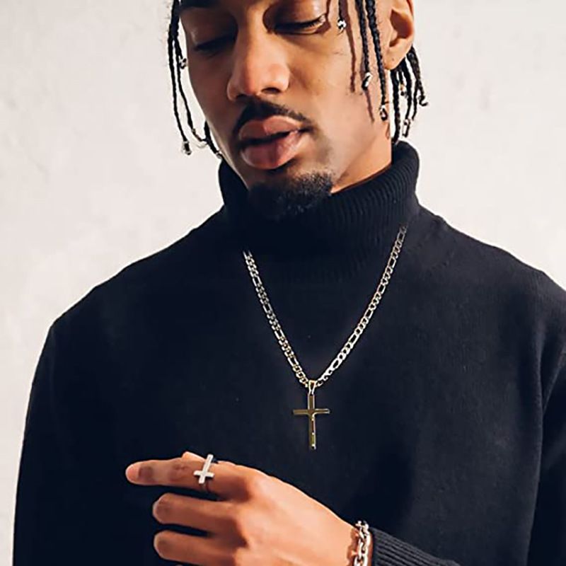European And American Cross-border New Jewelry, Stainless Steel Cuban Chain Cross Pendant Necklace Men, Simple Fashion Jewelry_ipsvogv.com