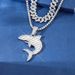 Popular hip-hop high-end shark pendant, fashionable zinc alloy full diamond Cuban chain item, personalized pendant_ipsvogv.com