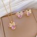 【 Titanium Steel 】 Necklace Earring Light Luxury Full Diamond Cat Bow Personalized Temperament Banquet Earrings Set_ipsvogv.com