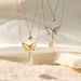 14K Gold Plated Double Layer Butterfly Necklace - Pearl Pendant Stainless Steel Clavicle Chain For Women_ipsvogv.com
