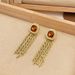 Small French style exaggerated earrings temperament geometric tassel long earrings ancient stroke light luxury earrings_ipsvogv.com