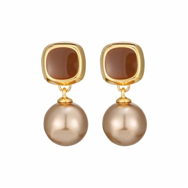 Women's Jewelry Retro Champagne Pearl Earrings Light Luxury High End Design Fashion Temperament Enamel Drip Glaze Earrings_ipsvogv.com