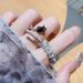 Black Rose Open Ring With Niche Design, Personalized Full Diamond Zircon, Fashionable And Simple Pearl Woman_ipsvogv.com
