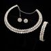 New Bride Luxurious Women's Double Row Large Mercury Color Choker Bracelet Earrings 3-Piece Set_ipsvogv.com
