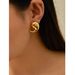 Brass Gold-Plated Frech Smooth Comma INS Iteret Celebrity Blogger Same Style Fashio Versatile Hoop Earrigs For_ipsvogv.com