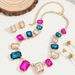 Ins Personalized Fashion Women's Earrings, Necklace Jewelry Set with Colorful Long Hip Hop Chain Earrings Inlaid_ipsvogv.com