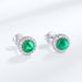 Cultivated Emerald S925 Silver Earrings Round Emerald Simple Earrings Renewable Gemstone_ipsvogv.com