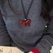 Ancora Red Bowknot Heart Necklace For Women High-end Long Black Rope Choker Accessory Niche Design Sweater Chain_ipsvogv.com