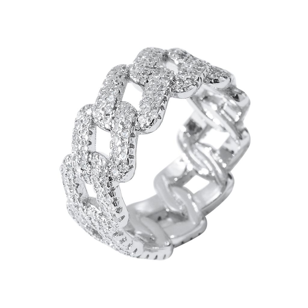 Men's Jewelry Hip Hop Ring Zircon Cuban Chain Ring Copper Micro Inlaid Zircon Hip Hop Ring Personality Trend_ipsvogv.com