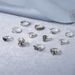 New Drip Oil Cross Spider Butterfly Black Peach Heart Mushroom Poker 12 Piece Ring Set_ipsvogv.com