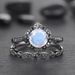 Sanjie Women's Creative Black Warrior Jewelry Couple Pair Simple Moonstone Flower Ring_ipsvogv.com