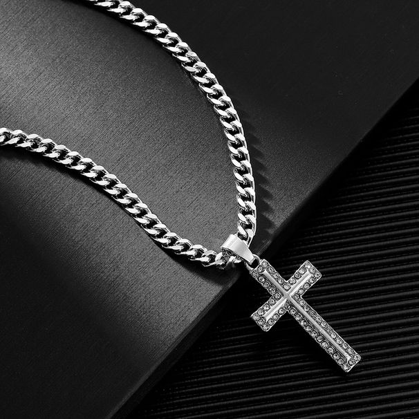 1 Fashionable Hip-hop Personalized Necklace Transparent Rhinestone Pendant, Suitable For Daily Wear By Men And Women_ipsvogv.com