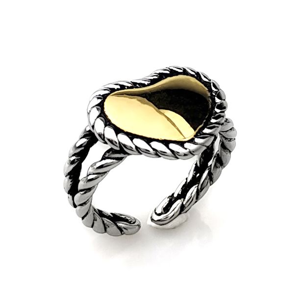 Fashion Retro Stainless Steel Heart Shaped Opening Adjustable Men's And Women's Rings Valentine's Day Holiday Jewelry_ipsvogv.com