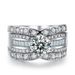 Women's three layer engagement ring set Zircon micro inlaid ring_ipsvogv.com
