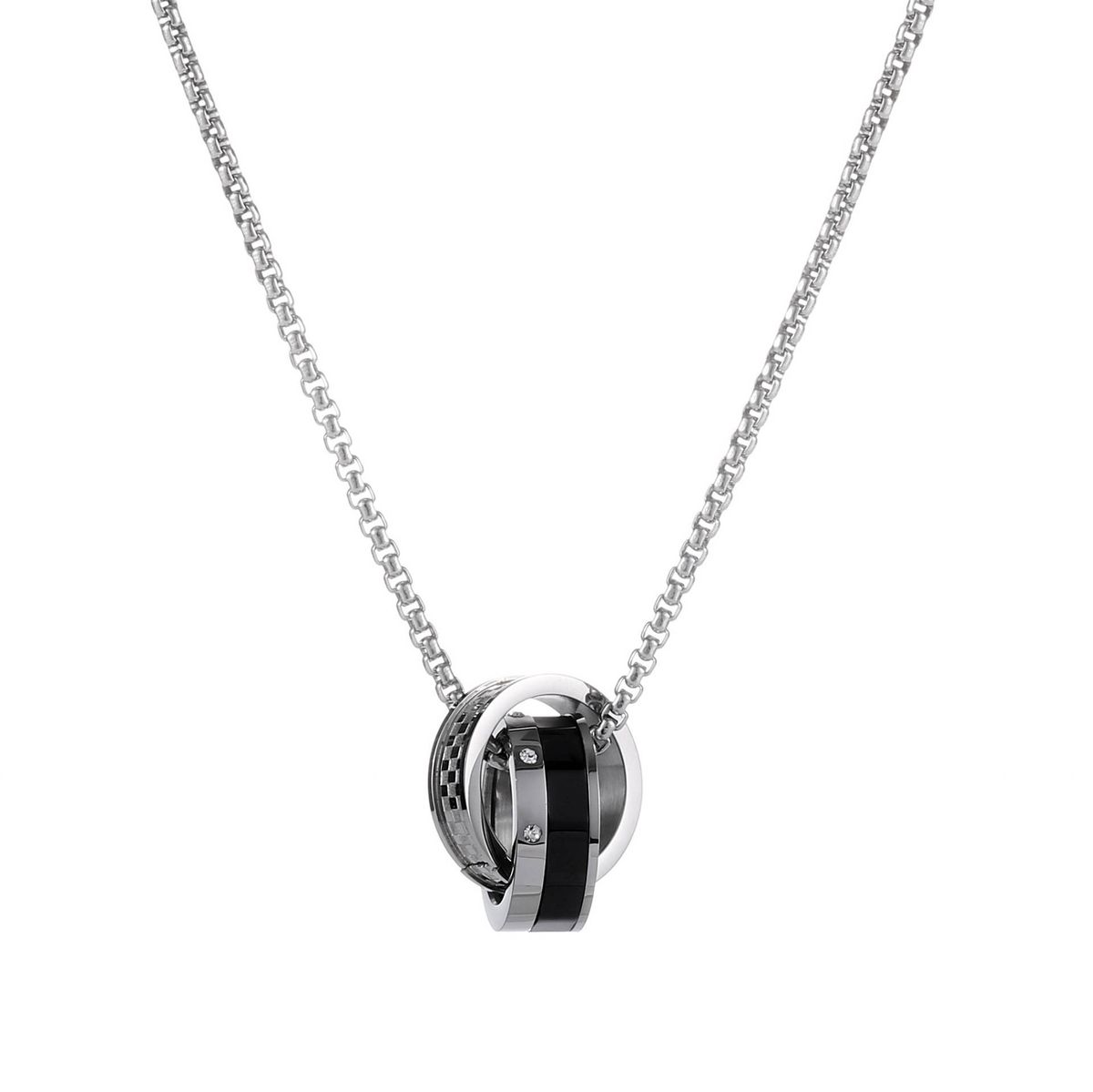 Simple Titanium Steel Pendant Men And Women Street Hip Hop Trend Personality Accessories Double Ring Necklace_ipsvogv.com