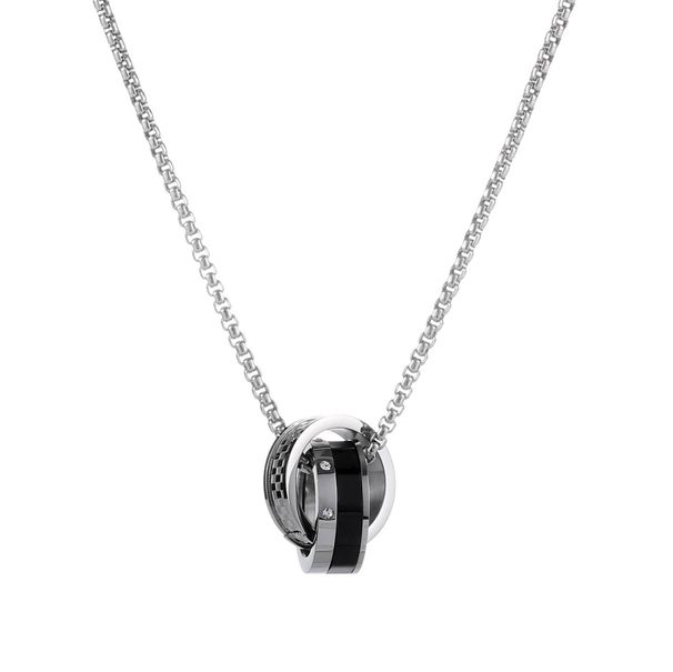 Simple Titanium Steel Pendant Men And Women Street Hip Hop Trend Personality Accessories Double Ring Necklace_ipsvogv.com
