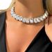Fashion all match square crystal necklace light luxury sexy ladies clavicle chain accessories necklace_ipsvogv.com