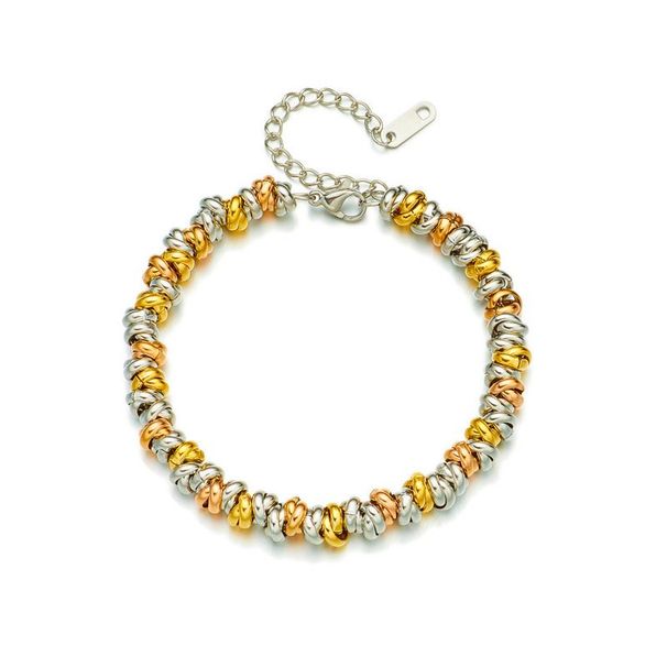 European And American Cross-border Fashion Simple Contrast Color Titanium Steel Metal Circle Beaded Retro Personality_ipsvogv.com