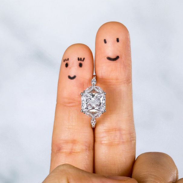 emperamen High-end Wih Square Zircon Sparkling A Ligh Luxury And Cool Feeling, Princess Ladies' Fashionable Ring Feeling, Ladies'_ipsvogv.com