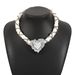 N12223ZA new diamond studded heart-shaped necklace, fashionable, light luxury style, woven fabric, pearl necklace_ipsvogv.com
