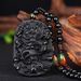 Obsidian Glass Pendant Black Dragon Brand Men's Dominant Couple Agate Bead Necklace_ipsvogv.com