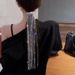 Dazzling rhinestone tassel fairy headdress Korean high end fashion spring clip female back of the head ponytail clip hair accessories_ipsvogv.com