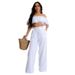 Women's clothing new style suit temperament one shoulder ruffled short top wide leg trousers suit_ipsvogv.com