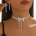 Wedding Butterfly Necklace Earrings Bridal Accessories Banquet Jewelry Set_ipsvogv.com