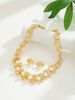 Zinc Alloy Inlaid Fashion Gold Necklace Earrings Bride Set Pearl Jewelry Set_ipsvogv.com
