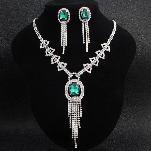 Wedding full diamond bride set chain European and American high-grade earrings necklace wedding accessories_ipsvogv.com