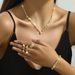 2024 Fashion Casual Bride Accessories Gold Color Rhinestone Necklace Earrings Bracelet Ring Set_ipsvogv.com