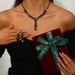 Women’s Jewelry Set Fashion Fashion Trend Zircon Luxury Necklace Earrings Set Ins Black Wheat Ear Set Live Broadcast_ipsvogv.com