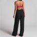 Women's Clothing Elegant Solid Color Split Sleeve Lapel Suit Pocket Straight Pants Suit_ipsvogv.com