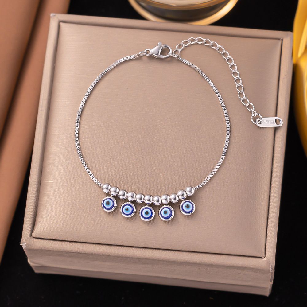 Jewelry Turquoise Eyes Temperament Trendy Multi-layer Chain Fashionable Stainless Steel Necklace For Women_ipsvogv.com