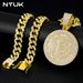 Bit-B Round Plate Full Diamond Hip-hop Rapper Long Men's Cuban Necklace Accessory_ipsvogv.com