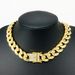 Unisex 16mm Rectangular Glass Necklace Trendy Cuban Chain Full Of Diamonds Original Design Alloy Hip Hop Style_ipsvogv.com
