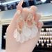 Zircon Water Drop For Women Acrylic Petal Tassel With Silver Needle Fashionable Face Slimming Earrings_ipsvogv.com