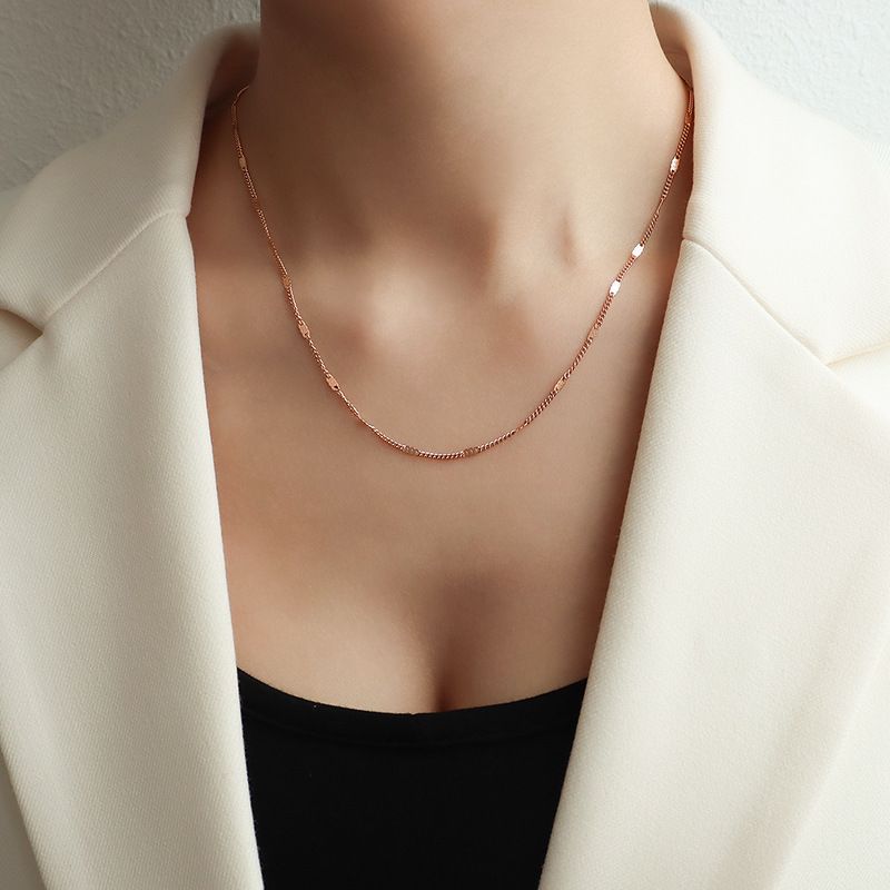 Women's Jewelry Long Tassel Double Layer Side Chain Titanium Steel Gold Material Clavicle Sexy Long Necklace Clavicle Chain_ipsvogv.com