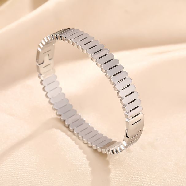 Minimalist Geometric Striped Titanium Bracelet For Women, Versatile Stainless Steel That Can Be Opened And Does Not Fade_ipsvogv.com
