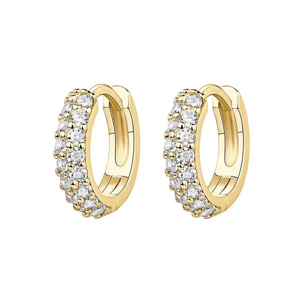 Earrings Double Row Diamond Round Ring 14K Gold Earrings Female Fashion Jewelry_ipsvogv.com