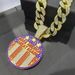Round Brand Drip Oil Make America Create AGAIN Letter Alloy Color Diamond Men's Necklace_ipsvogv.com