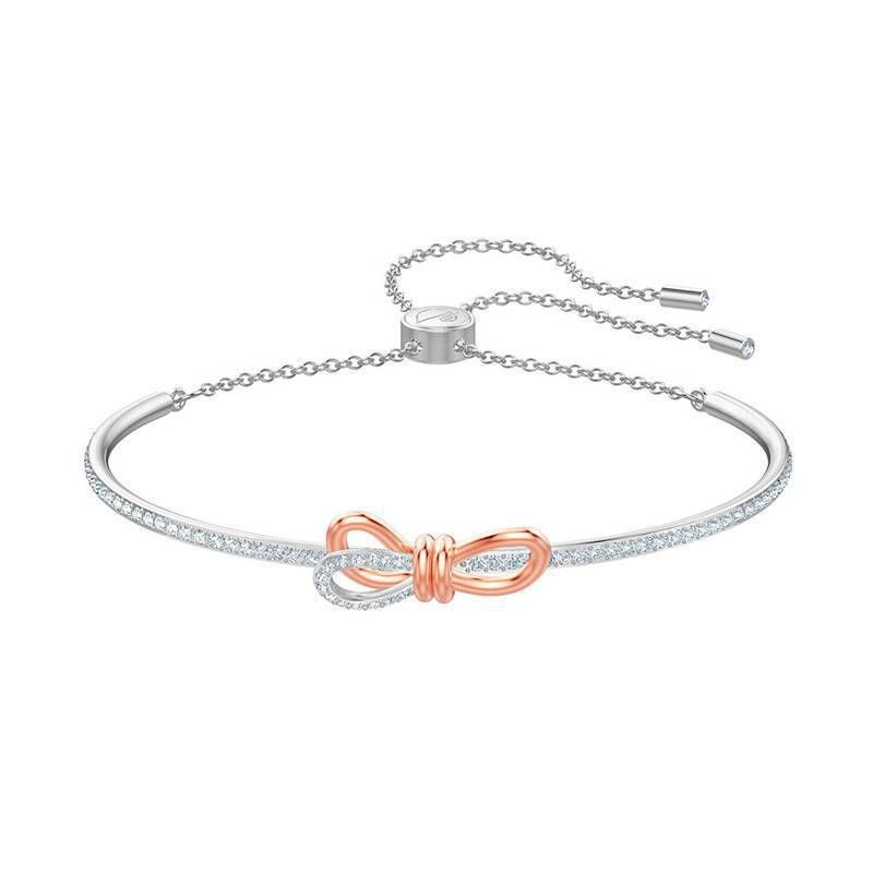 Rose Gold Two Color Bow Pull Out Bracelets For Women Elements Crystal Bracelets_ipsvogv.com