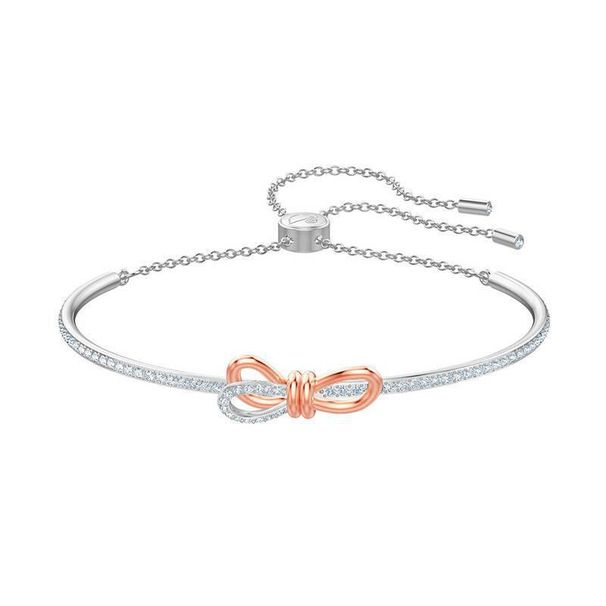 Rose Gold Two Color Bow Pull Out Bracelets For Women Elements Crystal Bracelets_ipsvogv.com