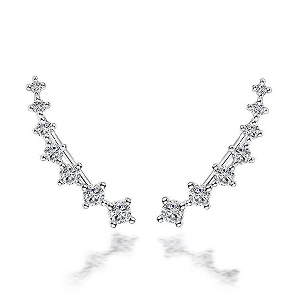 Personality fashion silver ear accessories four claws seven star zircon accessories French ear clip earrings_ipsvogv.com