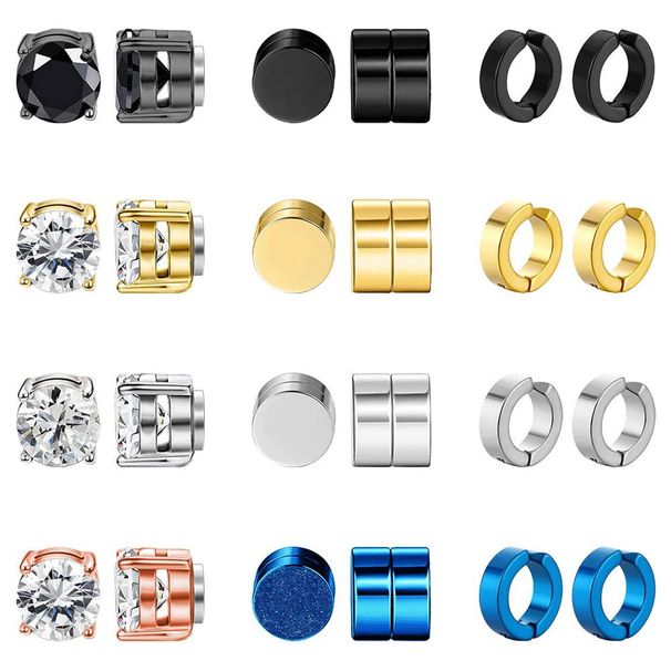 12 Pairs Of Stainless Steel Ear Clips 4 Claw Diamond Magnet Earrings Ear Clips Earrings_ipsvogv.com