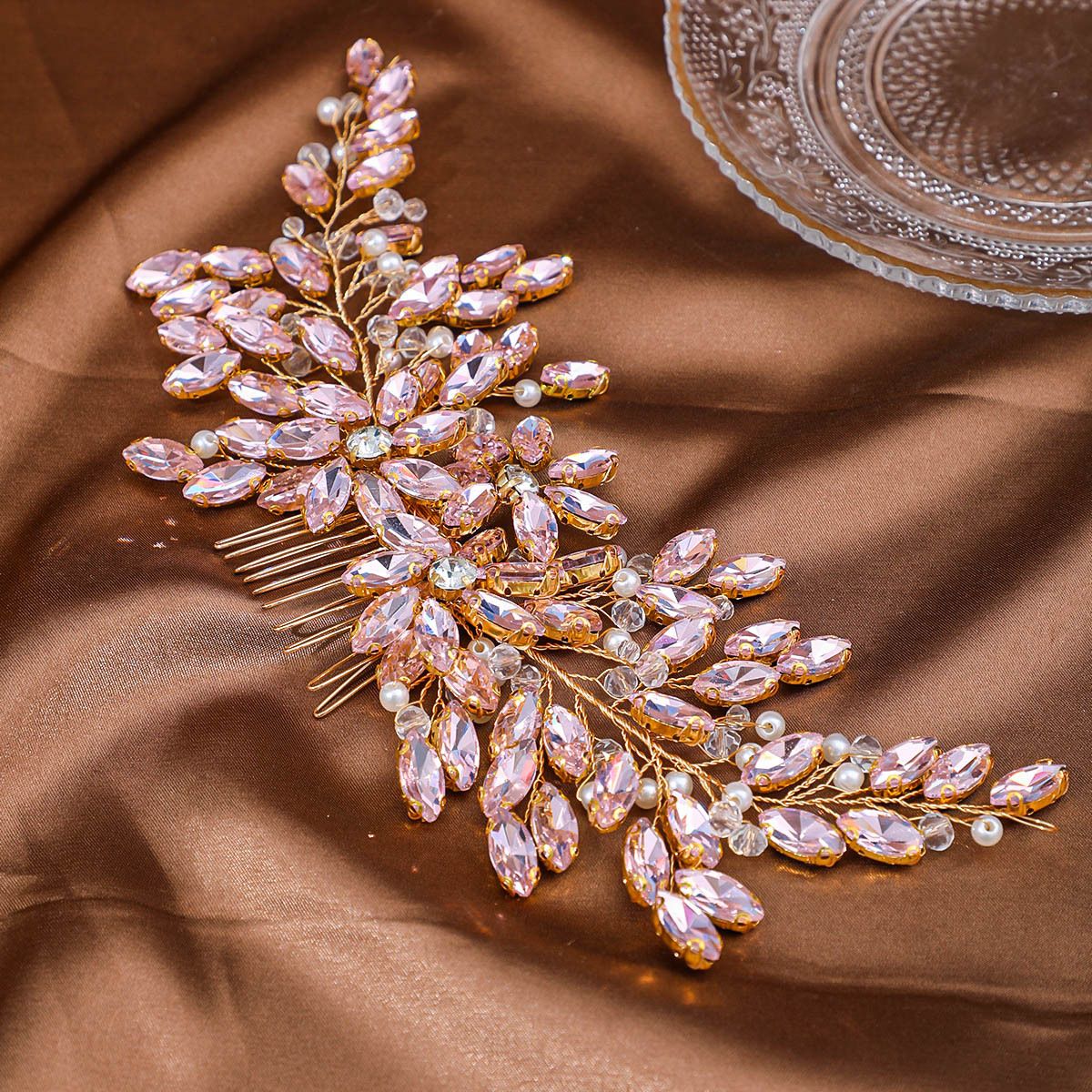 Bridal Hair Comb Headdress Rhinestone Braided Hair Comb Hair Accessories Photo Travel Photography Hair Bun Pearl Shape Hair Accessories_ipsvogv.com