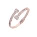 Women's Jewelry Heart-Shaped Open Bangle Bracelet With Zircon Stones, Trendy Hip Hop Fashion Accessory For Women, Sizes 58-62mm_ipsvogv.com
