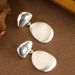 Fashionable Metal Geometric Pendant With Feminine Temperament, Minimalist And High-end Silver Needle Earrings_ipsvogv.com