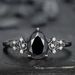 Sanjie Ins Samurai Flower Lady Black Zircon Ring Stacked, Personalized, Light Luxury, High End Wedding Pair_ipsvogv.com